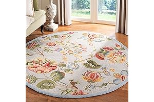 SAFAVIEH Chelsea Collection 4' Round Light Blue HK331D Hand-Hooked French Country Wool Area Rug