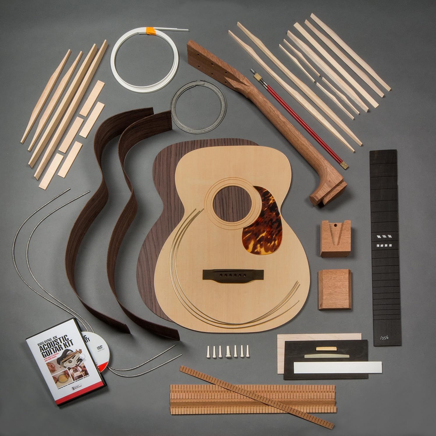 StewMac Build Your Own 1933 OM Acoustic Guitar Kit with Indian Rosewood Back & Sides, Torrefied Top, Dovetail Neck