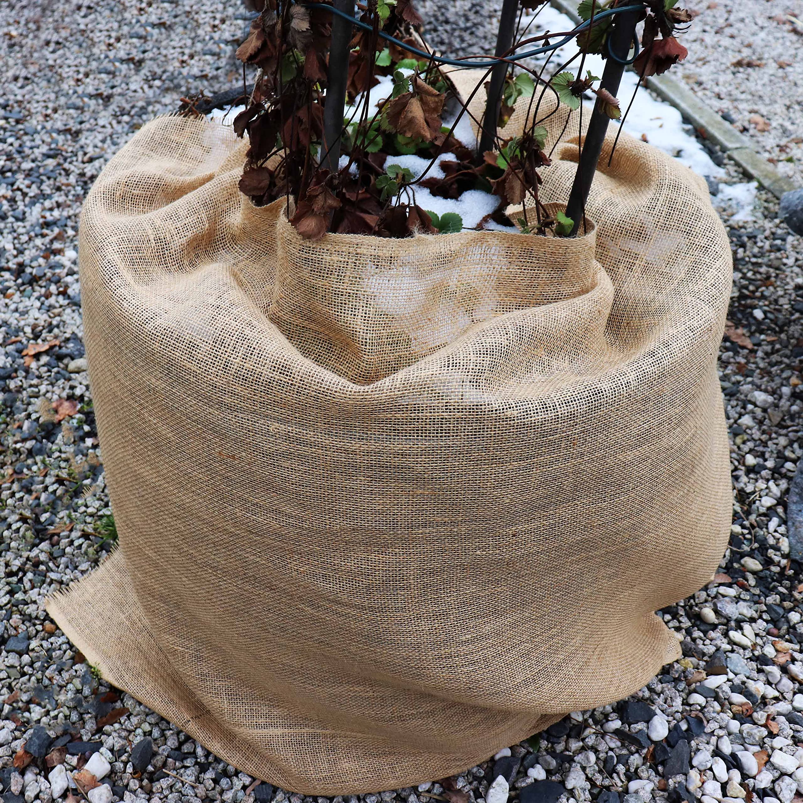 Aquagart 10 m x 1 m, tejido de yute de 215 g/m², para decoración de casa y jardín, arpillera, cinta de yute para plantas, protección de invierno, tejido natural, protección de raíces
