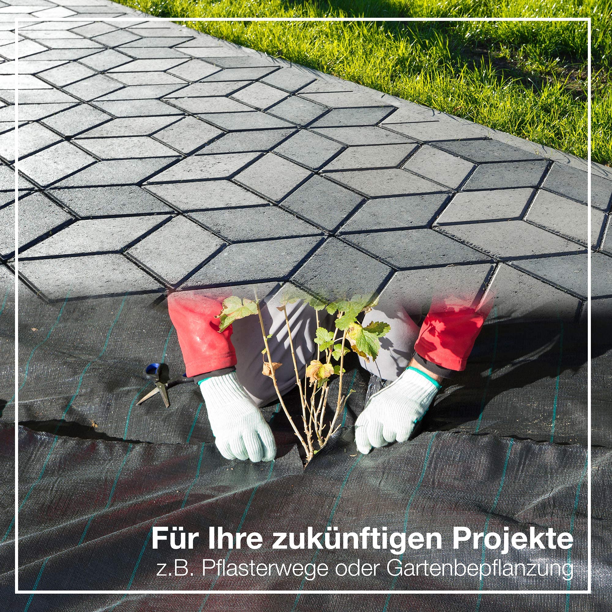CoverUp! Tkanina przeciw chwastom 2 m x 5 m = 10 m² – włóknina ogrodowa włóknina przeciw chwastom przepuszczająca wodę (100 g/m²) – w zestawie 5 kotw gruntowych