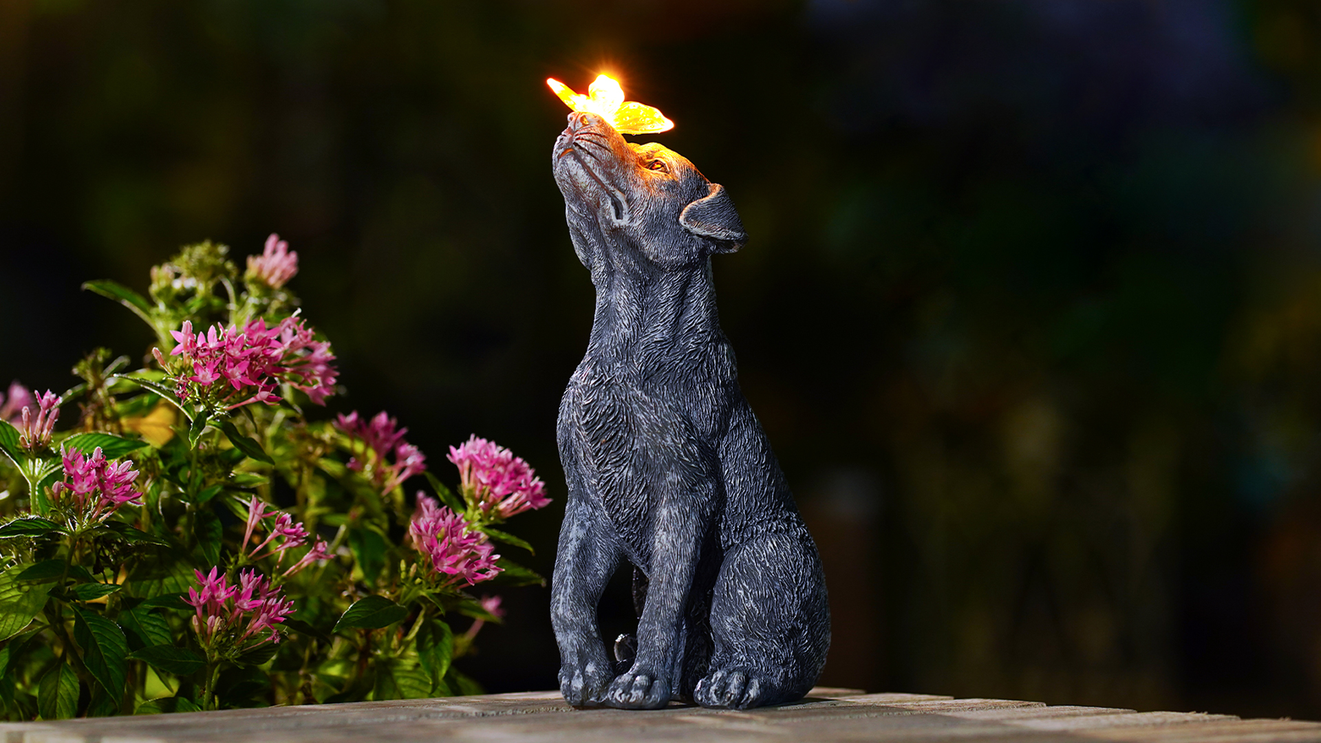 Amazon.com: Goodeco Dog Statue with Solar Butterfly - Ideal Gifts