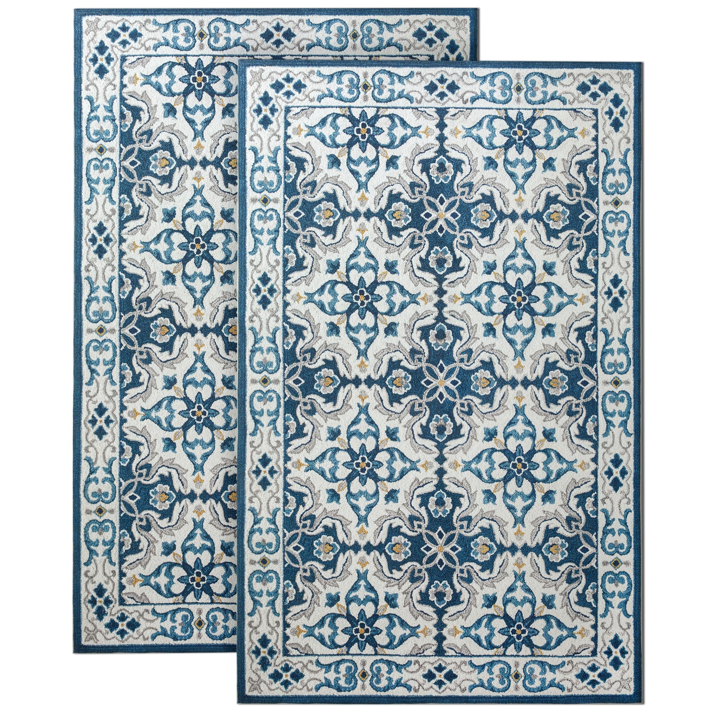 BedLooms Door Mat 60x110 cm 2 Pack – Non Slip Heavy Duty Indoor Outdoor muddy mats for dogs – Vintage Style Print Welcome Front Doormat – Dirt Trapper Kitchen Floor Mat Inside Outside Doormats, Luna