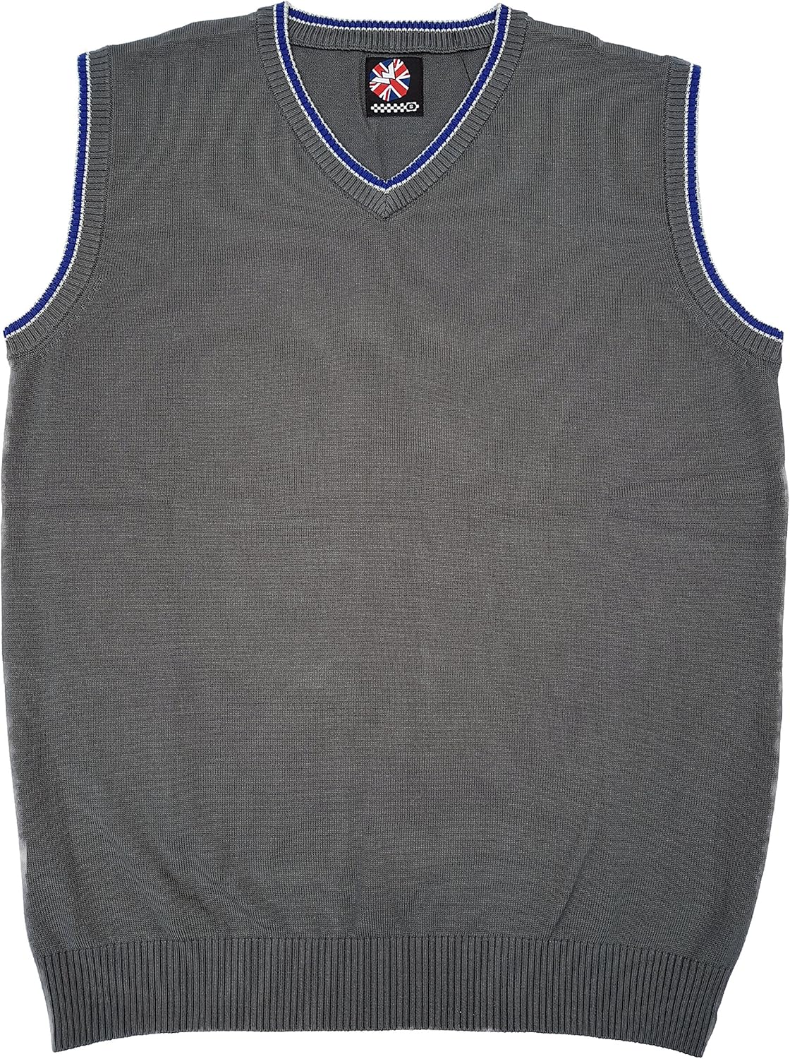Warrior Clothing England Men´s Grey Retro Sweater Vest Tank Top Sleeveless Pullover Skin Mod
