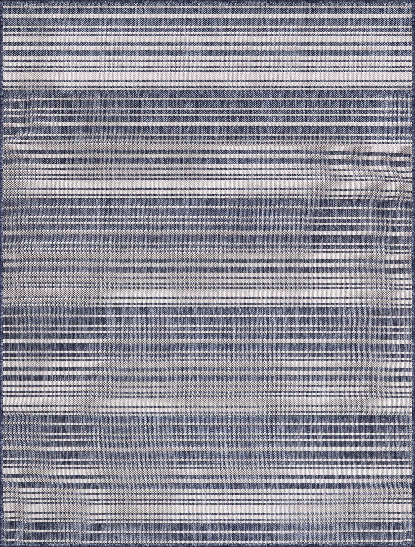 Photo 1 of **DIRTY FROM SHIPPING**Beverly Rug Waikiki Indoor Outdoor Rug 8x10, Washable Outside Carpet for Patio, Deck, Porch, Striped Area Rug, Water Resistant, Blue - White 20503 - Blue / White