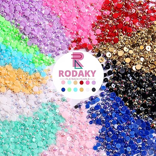 Miniatura 3 de Dos cajas, 3600 piezas de perlas AB con parte trasera plana para manualidades, kit de diamantes de imitación de cuentas semicirculares de varios