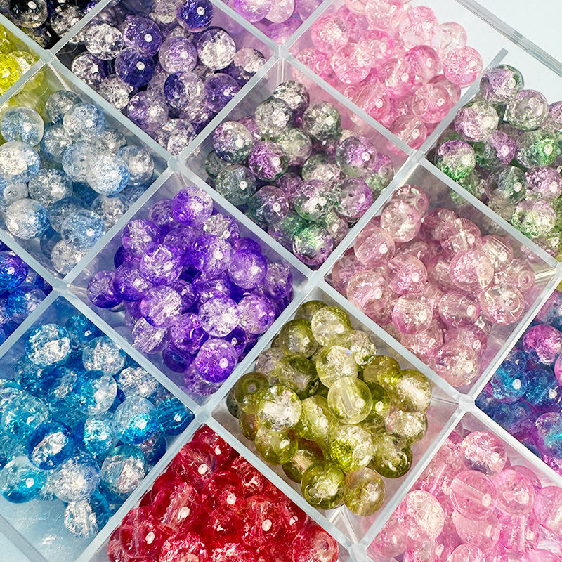 8mm Perline per Braccialetti, 120PCS Kit per Fare Braccialetti fai da te, Kit Perline di Vetro con Filo Elastico e Custodia di Stoccaggio, Perline per Bigiotteria per Orecchini, Ciondoli, Collane