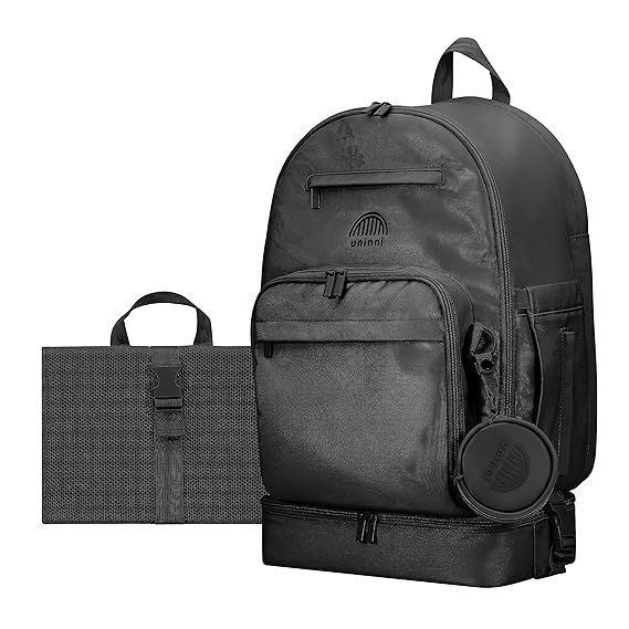 uninni Diaper Baby Bag Backpack for Moms and Dads with Baby Boys and Girls, Portable Changing Pad, Removable Pacifier Case