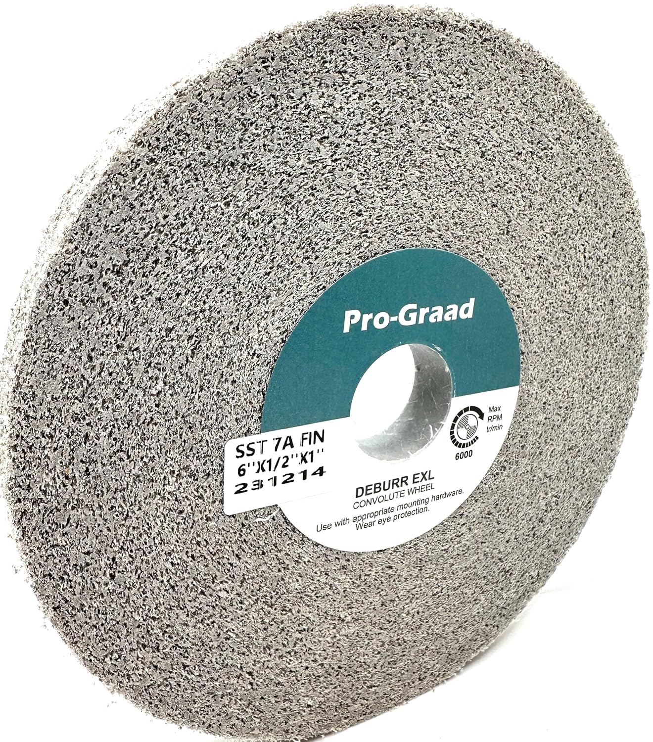 SST Deburring Wheel - 6" x 1" x 1" 8S Fine Grit – Silicon Carbide – Excels on Titanium, Stainless & Tough Alloys, Deburring, Finishing and Polishing Wheel – Convolute – 01703 - (1 Pack)