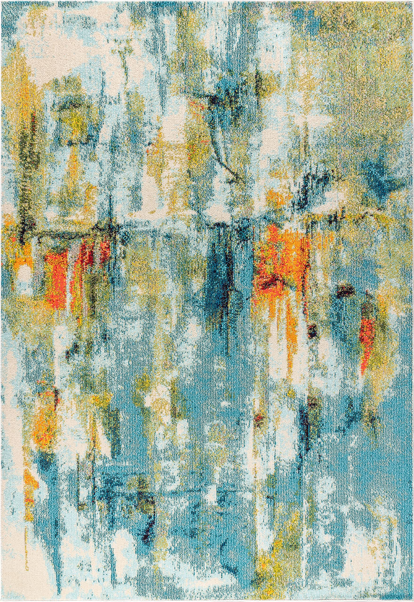JONATHAN Y CTP100A-8 Alfombra Interior Cascada Moderno Pop Contemporáneo, Bohemio, Fácil de Limpiar, Habitación, Cocina, Salón, Anti Derrame, 240 cm x 300 cm, Azul/Crema