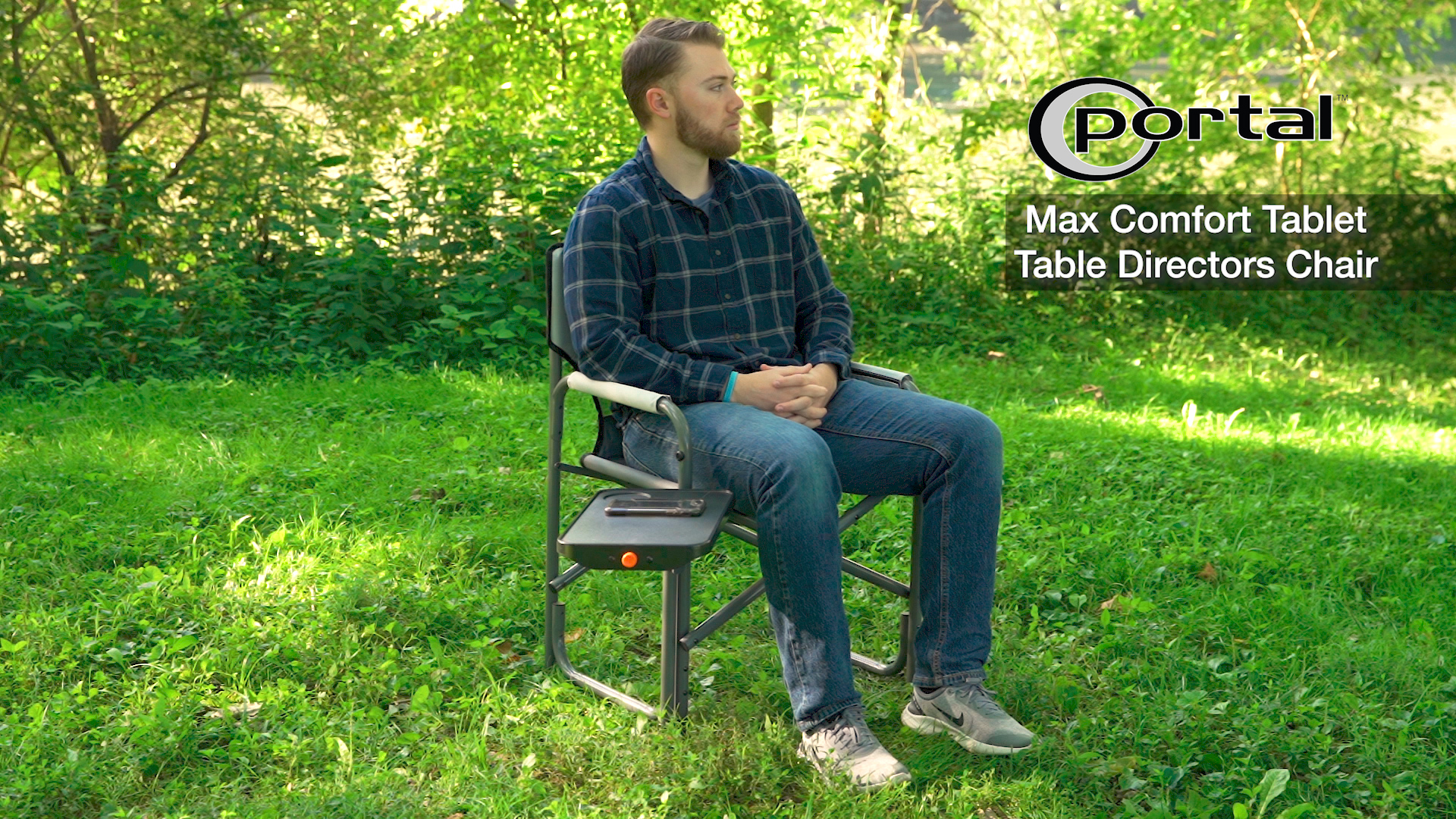 Portal Silla Director con Mesa Lateral Giratoria 2 Vías, Soporta 300 lb, Azul miniatura 7