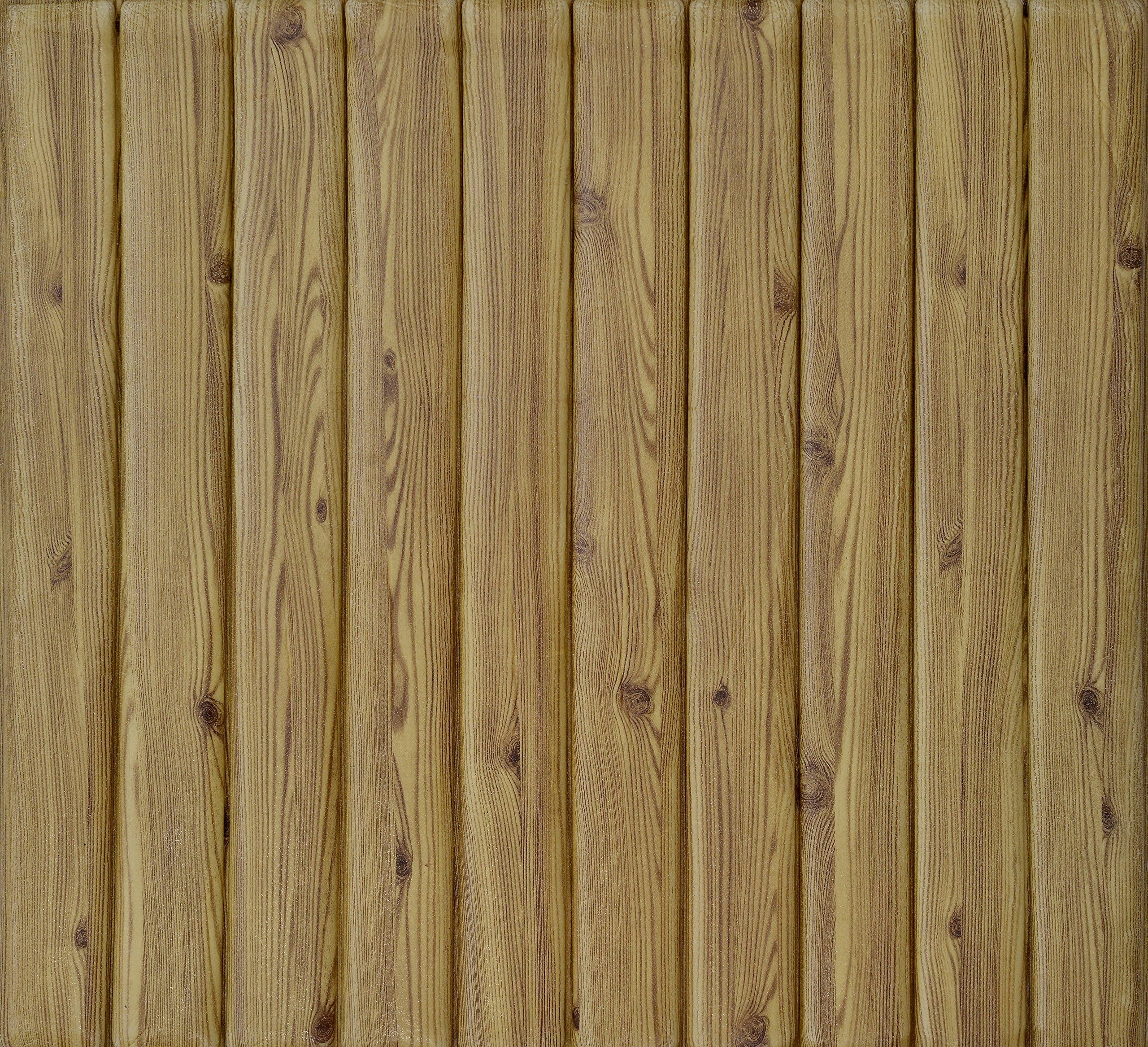 JIA DING 3D Wall Stickers Wood-grain Self-adhesive Panel Decal PE Wallpaper PE Foam Self Adhesive Brick Pattern Soft Pack TV Sofa Background Living Room Bedroom (1 pcs, Wood yellow (3D Wood-grain))