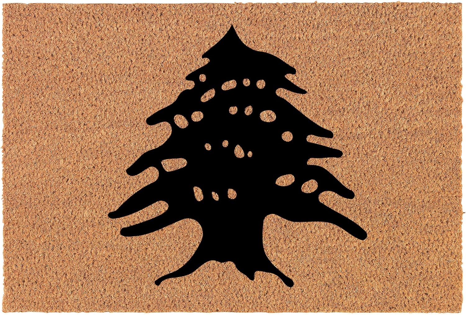 Coir Doormat Front Door Mat New Home Closing Housewarming Gift Cedar Tree Lebanon Lebanese (24 x 16 Small)