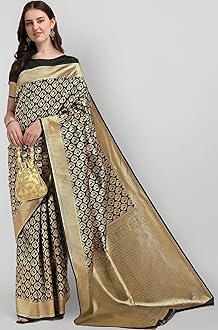 Jaanvi fashion Women's Banarasi Silk Sarees With Zari Jacquard Work & Blouse Piece