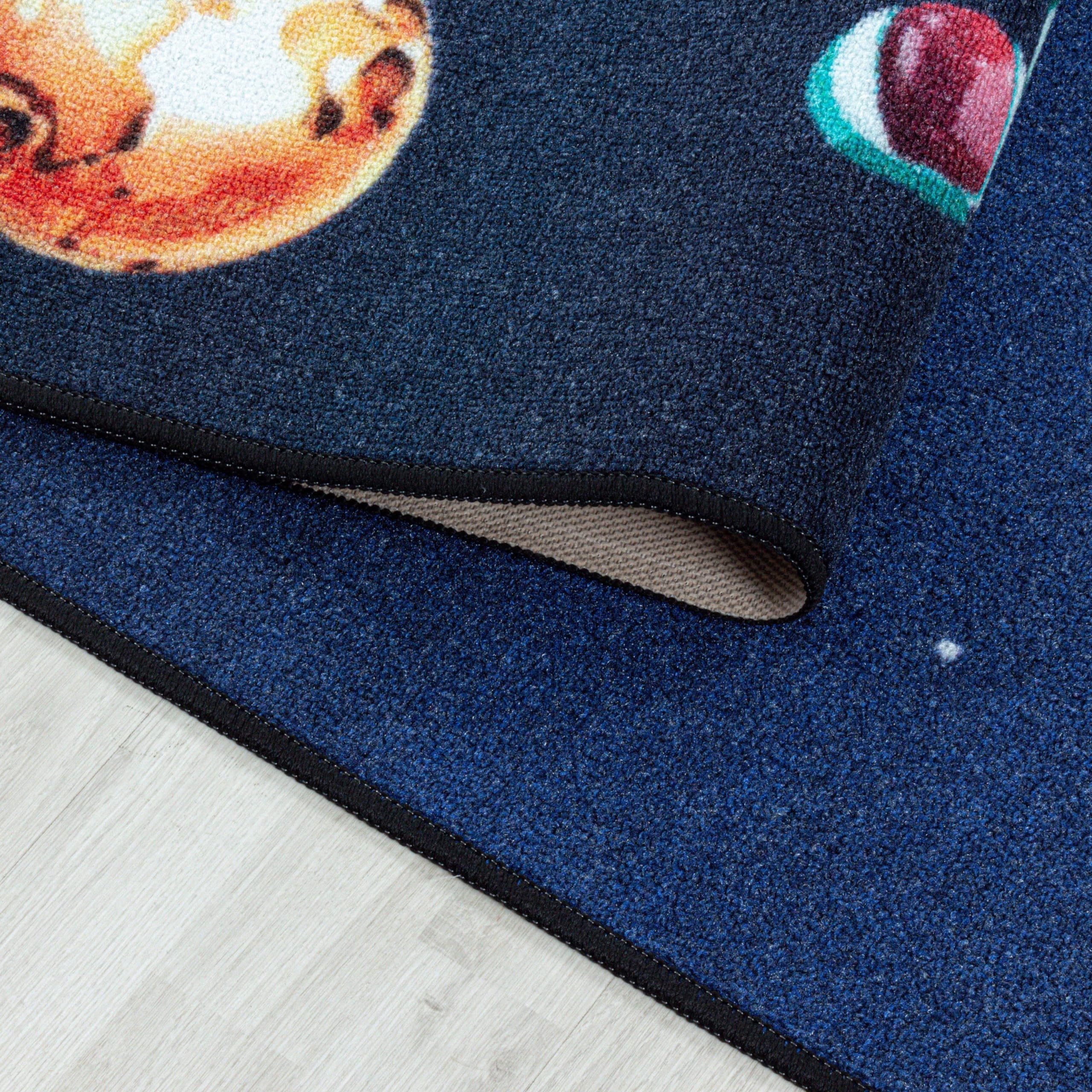 HomebyHome Alfombra Infantil Azul Marino 160x230 cm Espacio Diseño Moderno Antideslizante Lavable Fácil Cuidado Suave Antialérgica Habitación