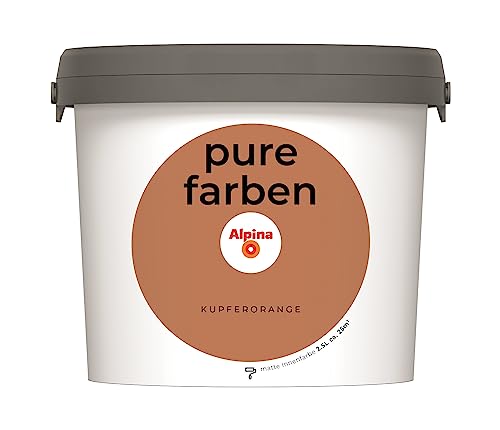Alpina pure farben Wandfarbe – Kupferorange – strapazierfähige und atmungsaktive Innenfarbe – ergiebig, gut deckend & reinigungsfähig – 2,5 Liter