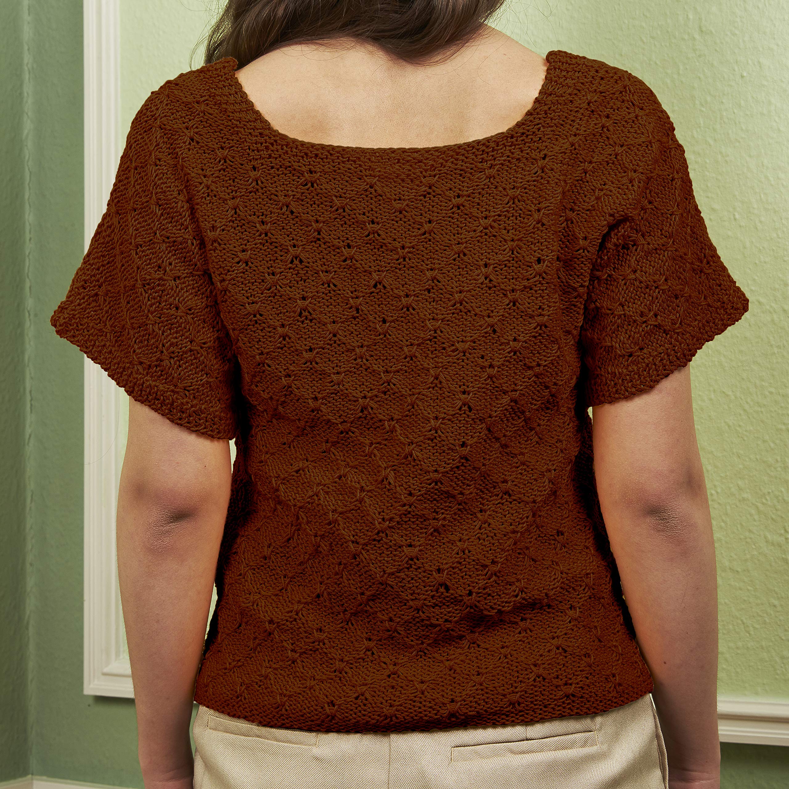 Spider's Web - Kit de Tejer para Mujer, 100% algodón Egipcio, Lana de algodón Egipcio, Cuencos y Patrones para Principiantes, Caja de 50 g ≈127 m/5 Capas, marrón café, 2XL