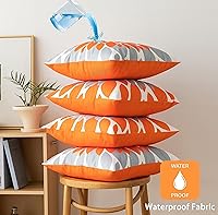 Vista 52 de Qahing Paquete de 4 fundas de almohada impermeables para exteriores de 16 x 16 pulgadas, fundas decorativas cuadradas de jardín para muebles