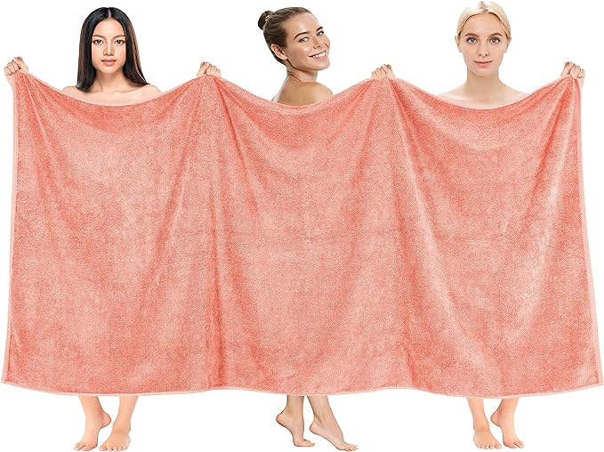 Cotton Paradise Oversized Bath Sheet, 100% Cotton 40x80 Clearance Bath Towel Sheet, Turkish Extra Large Bath Towel for Bathroom, Coral Bathsheet