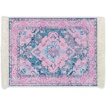 Infusion Oriental Rug Fringe-Trim Mouse Pad Pink & Blue Persian-Inspired Design, Non-Slip Backing, Stylish Desk Accessory