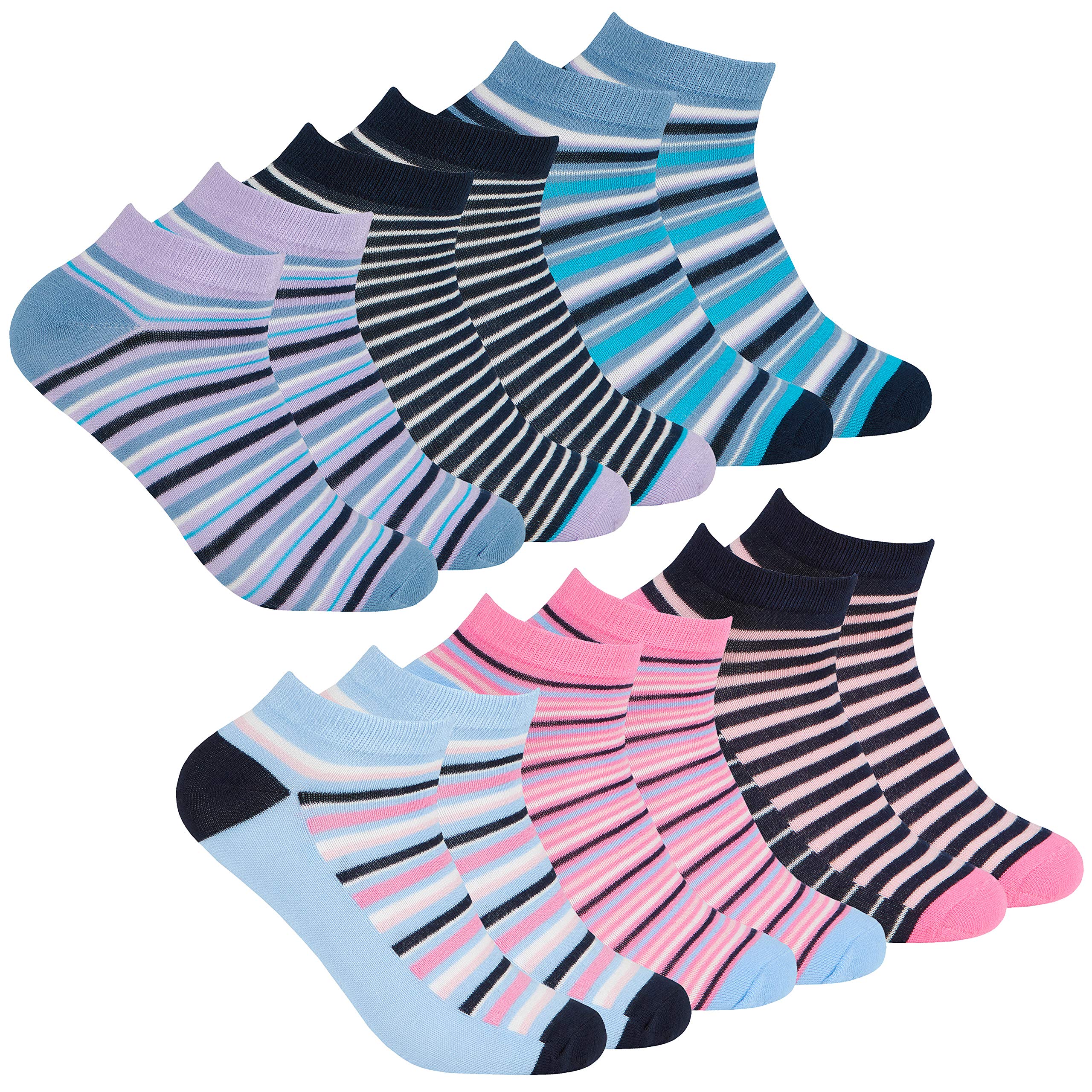 Metzuyan Ladies Womens Bamboo Socks Low Cut Triners Liner Ankle Summer Purple Pink 4-8