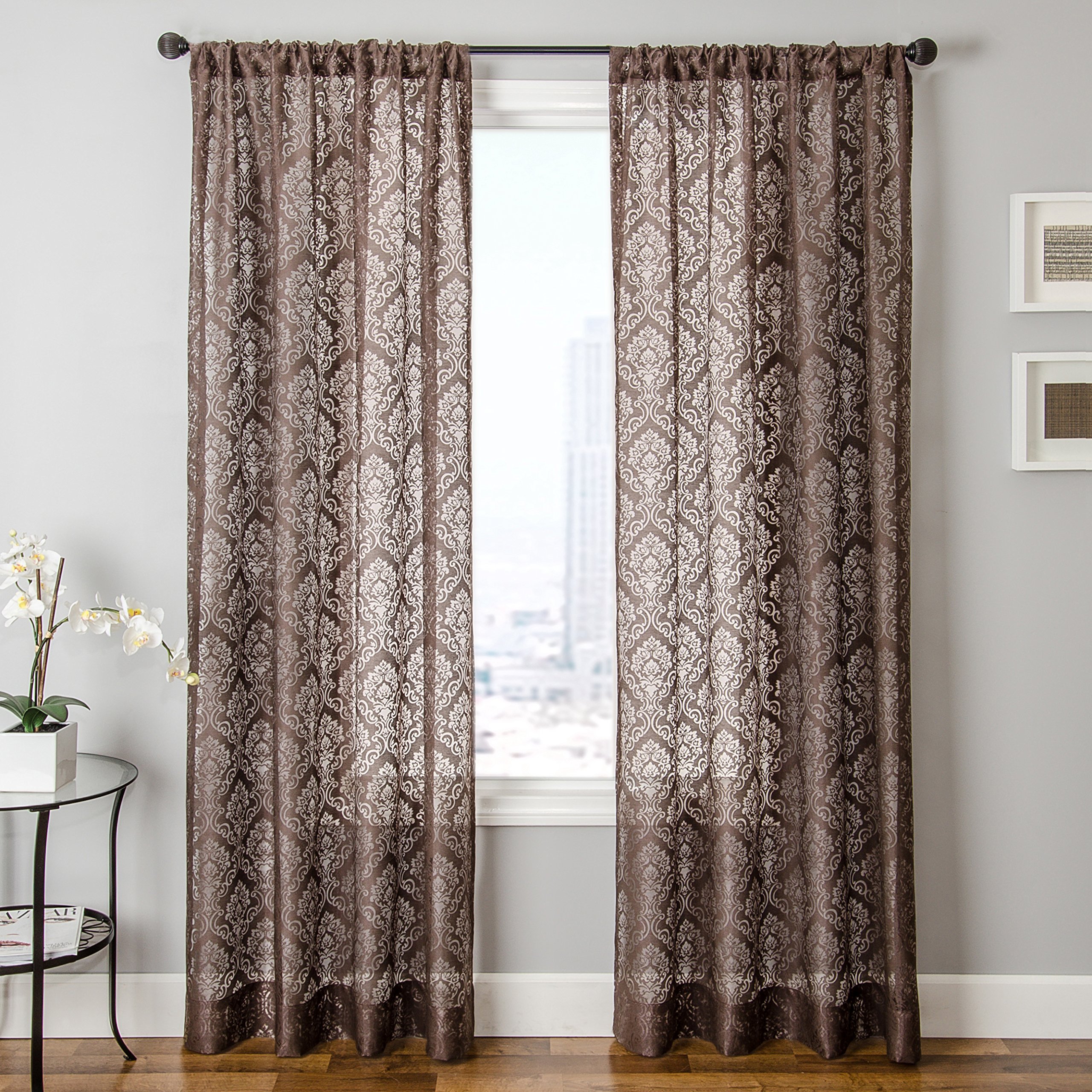 Softline Home Fashions PWZMcho108RP Badi Medallion-Rod Panel, Chocolate
