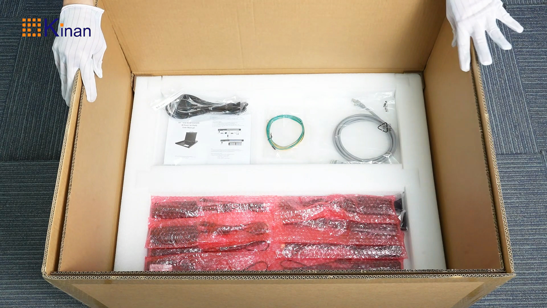 Image of 1U Rack Mount KVM Console, 8 Port Cat5 KVM Switch with 8 HDMI to RJ45 Dongles, 19 inch Rackmount Monitor Keyboard,OSD /Hotkey /Button Switching,1280x1024 60Hz 5:4 Ratio,Compatible with Windows Linux Mac Sun