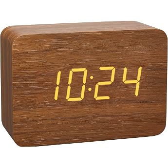 TFA Dostmann Clocco 60.2549 Designer Radio-Controlled Alarm Clock in Wood Look