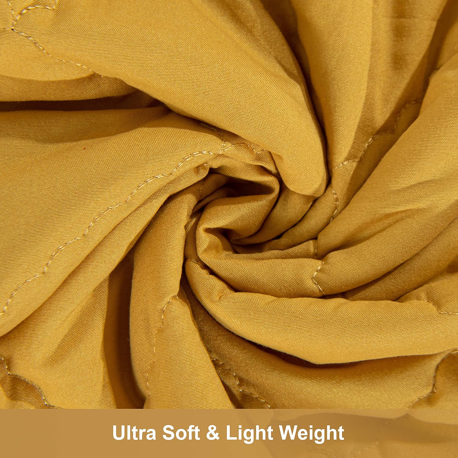 Yellow Down Alternative Oversized Toddler Comforter, Super Soft and Warm Solid Color Baby Crib Quilted Blanket Size 39x47 Inch (Pack of 2)