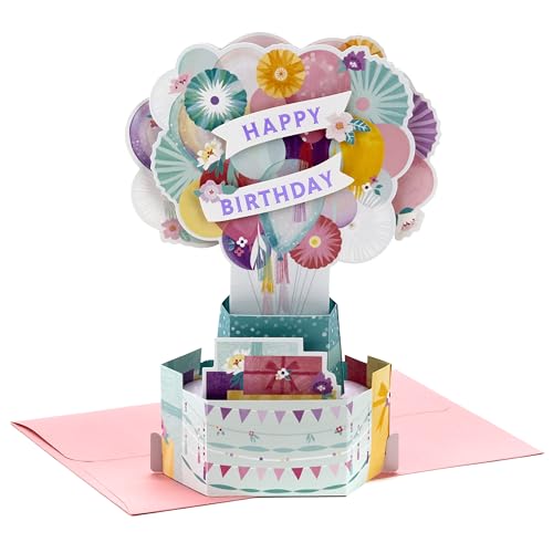 Hallmark Cartão de aniversário Pop Up Paper Wonder para mulheres (balões de flores)