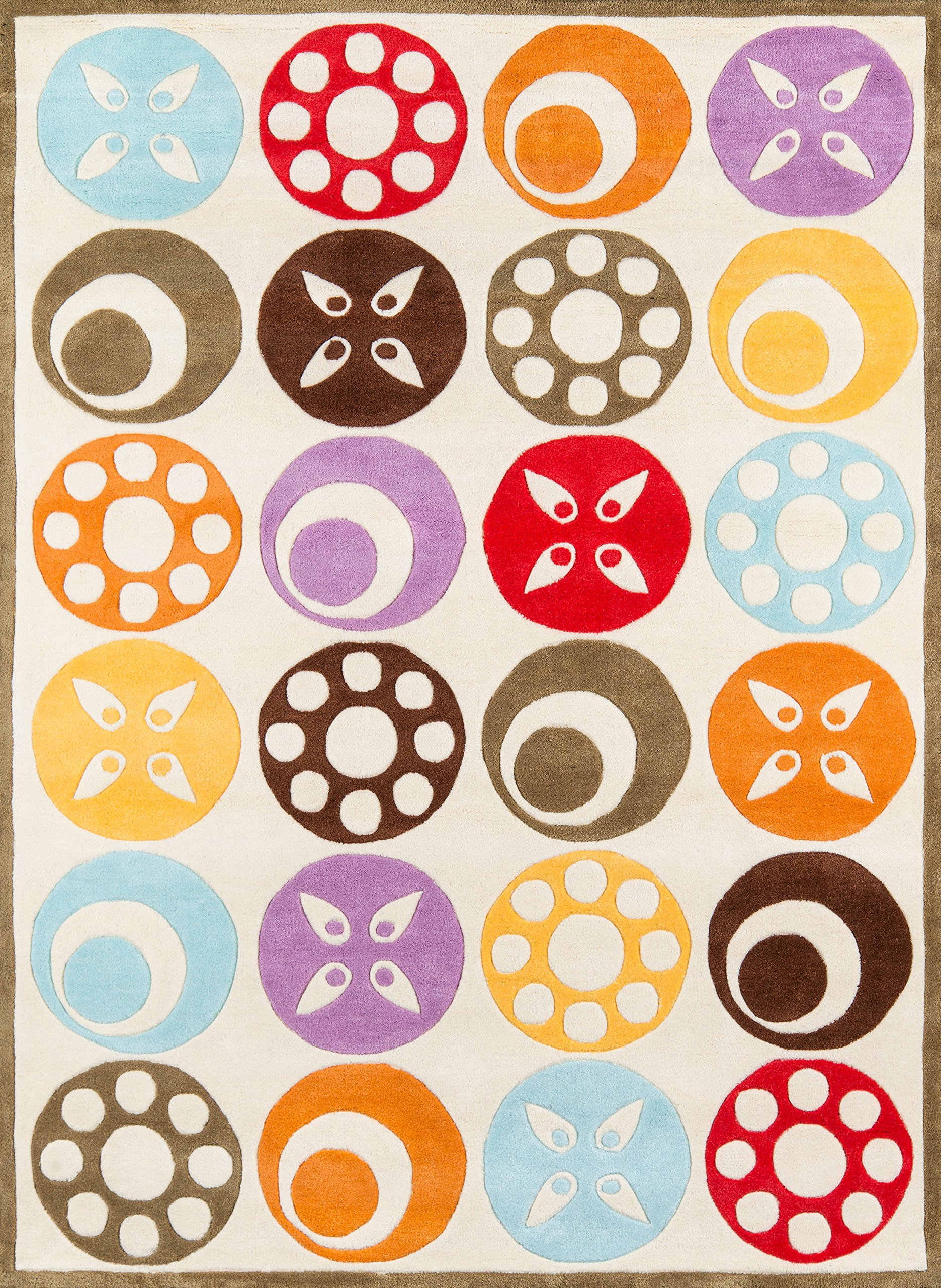 Momeni Rugs Lil' Mo Whimsy Collection, Kids Themed Hand Carved & Tufted Area Rug, 3' x 5', Ivory