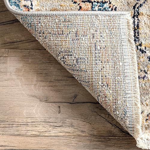 Miniatura 7 de nuLOOM Marley - Alfombra tradicional con flecos de medallón, 5 pies, color beige