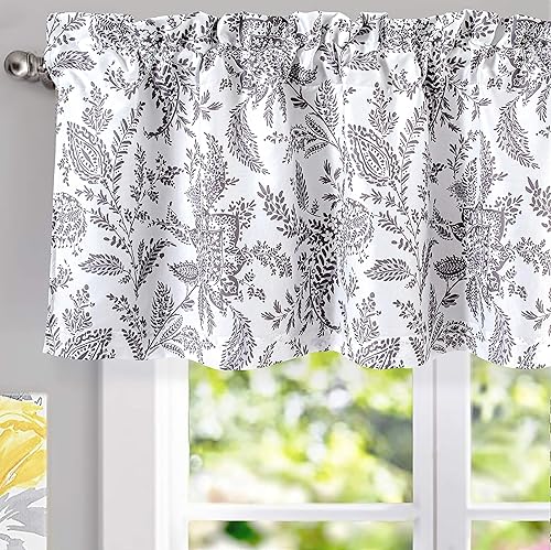 DriftAway Isla Paisley - Cortina opaca con estampado floral y bolsillo para cortinero, con aislamiento térmico, 52 x 18 pulgadas, más cabecera de 2 disponible en Yaxa Costa Rica