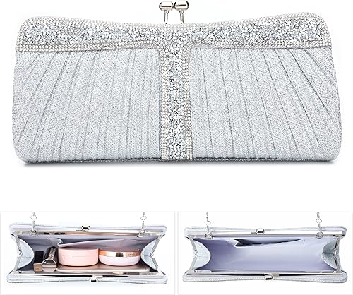 Miniatura 4 de Rhinestone Clutch Purses for Women Purses and Handbags Formal Wedding Party Prom Purse Money Bags S1-Negro, S1-Silver, S3-grey, S3-Rosa