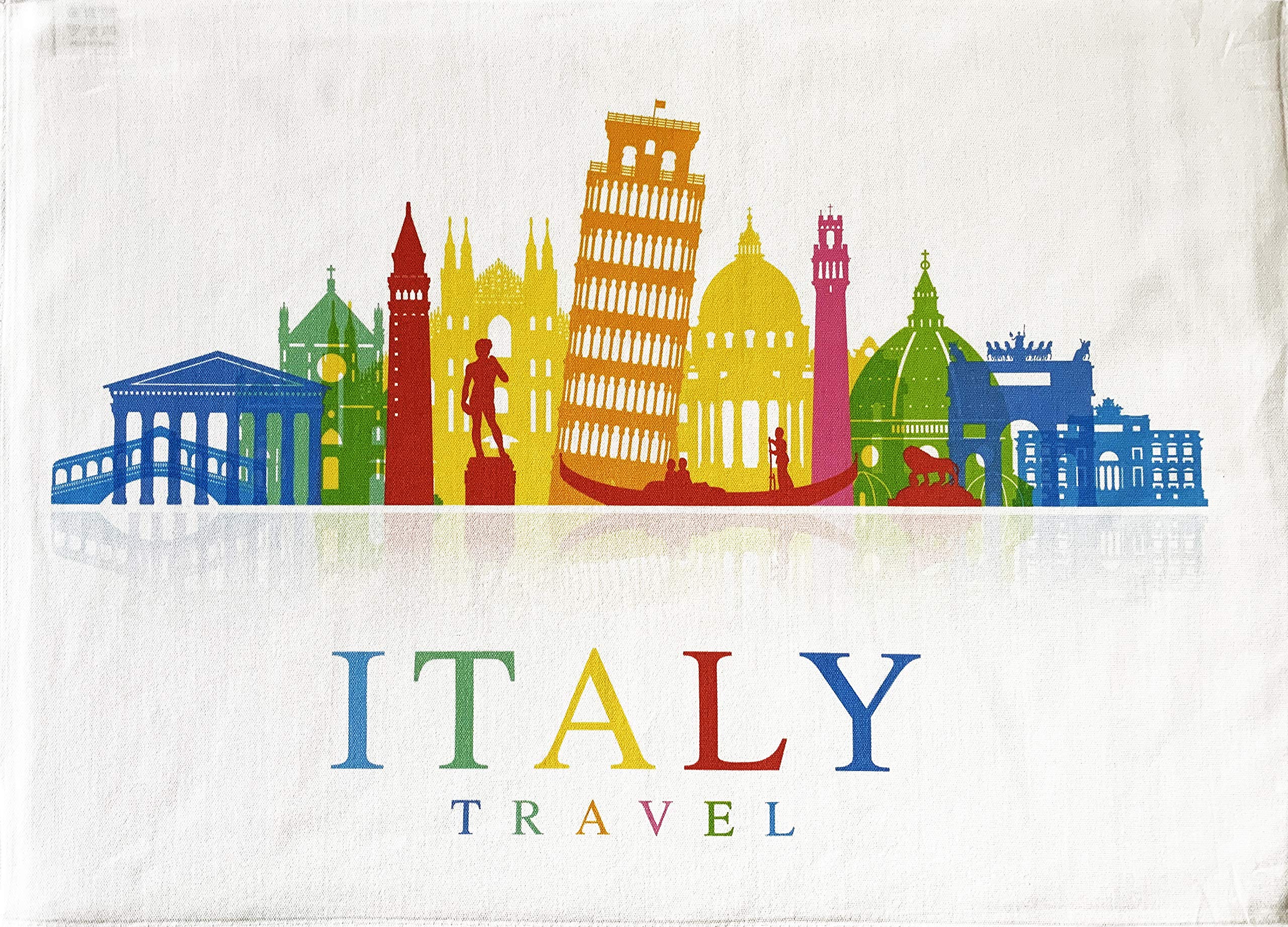 Half A Donkey White Colourful Travel Italy - Large Cotton Tea Towel
