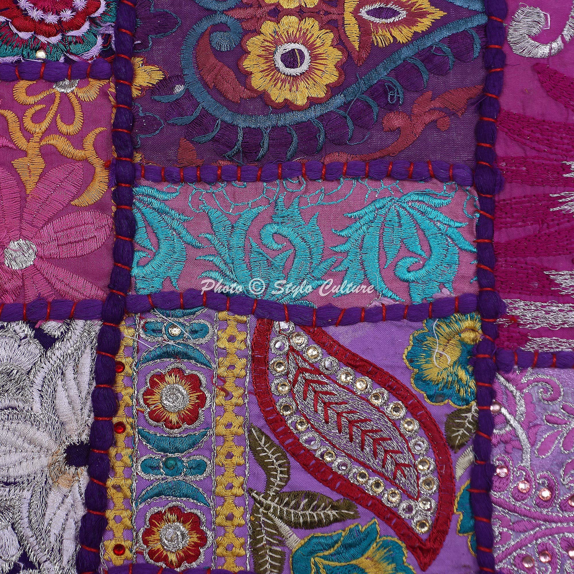 Fodere Per Cuscini Indiane 30x30 Cm - 5 Pezzi - Jacquard Elefante E Pavone Marrone - Decorazione Casa