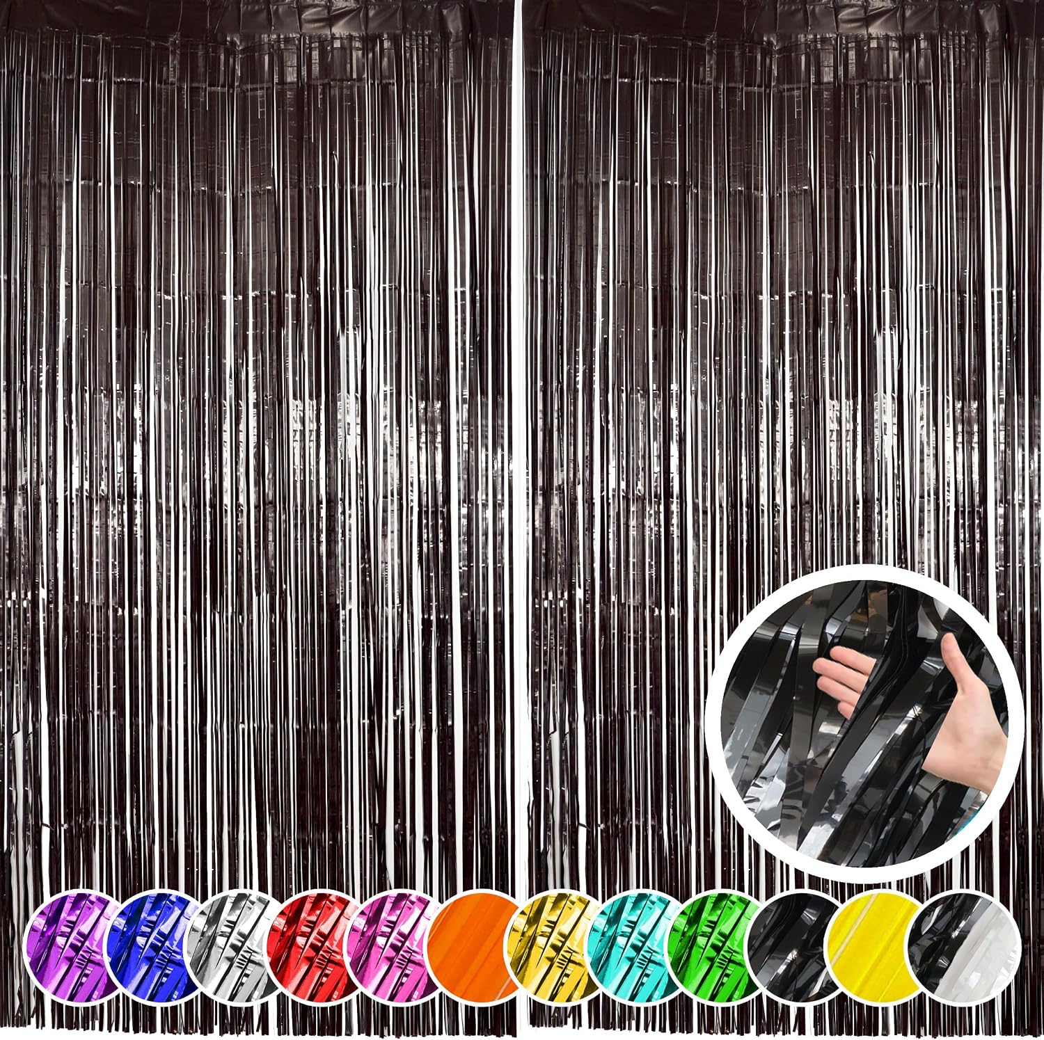 10 Pack Gold Fringe Curtain Party Backdrop, Gold Tinsel Backdrop, Decoration Supplies for Birthday, Holidays, Parties & More
