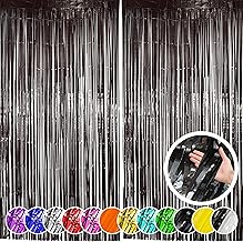 2 Pack Black Fringe Curtain Backdrop, Black Streamers, Halloween, Birthday, Shower, Party Decorations
