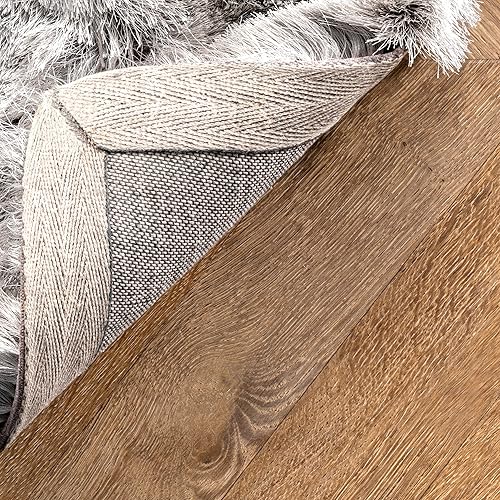 Miniatura 4 de nuLOOM Latonia - Alfombra moderna de pelo sedoso, 2 pies 6 pulgadas x 10 pies, color plateado