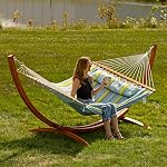 Sunnydaze Curved Wood Hammock Stand Only - 2-Person Wooden Hammock Stand for Outside with 400-Pound Capacity- 13-Foot