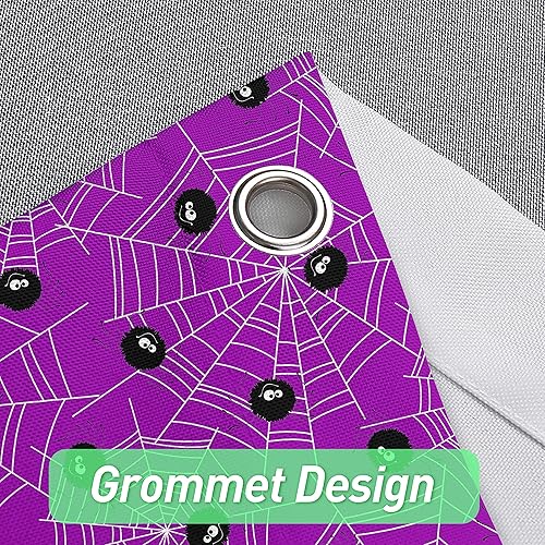 Miniatura 5 de Cortina de ducha de Halloween, telaraña de Halloween, cortinas de ducha moradas espeluznantes para baño, decoración del hogar de Halloween, tela