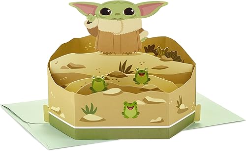 Hallmark Star Wars - Tarjeta de cumpleaños desplegable (Baby Yoda), tarjeta 3D de papel del 4 de mayo