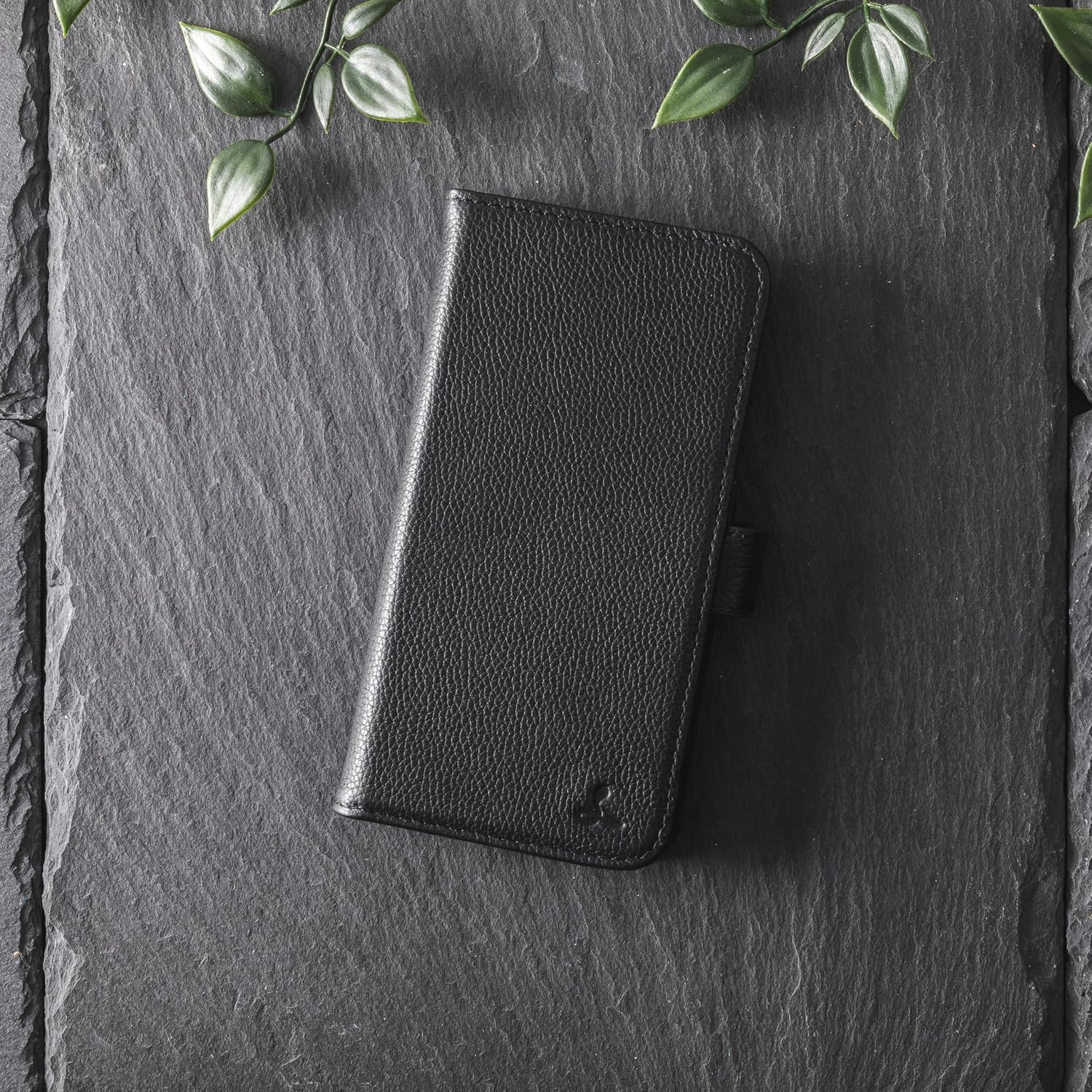 Snakehive Leather Wallet for Samsung Galaxy S24 5G - Real Leather Wallet Phone Case - Genuine Leather with Viewing Stand and 4 Card Holder - Side Clasp Flip Folio Cover with Card Slot (Dappled Black)
