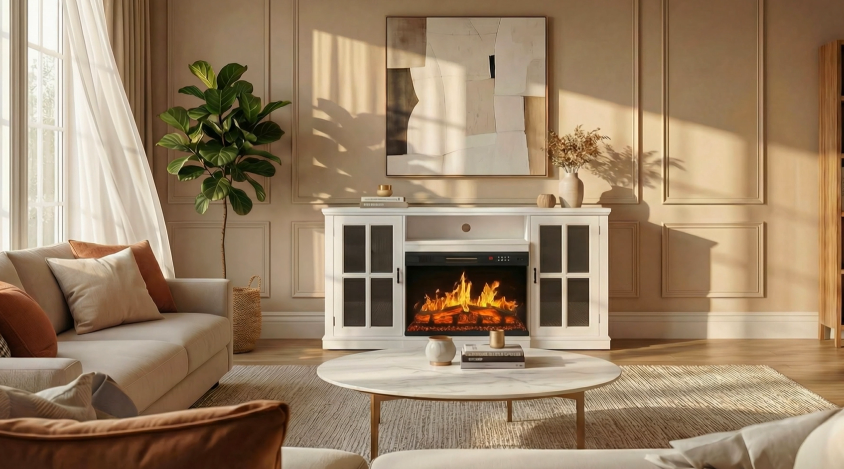 ホワイトストーブ クリスタルデジタルディスプレイ Amazon.com: YESHOMY Glass Fireplace TV Stand for TVs up to 65 Inch
