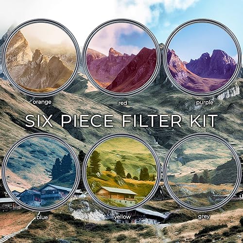 Miniatura 2 de Ultimaxx Kit completo de accesorios de filtro de lente de 2.638 in para lentes con 2.638 in Tamaño del filtro Juego de filtros de color gradual de 6