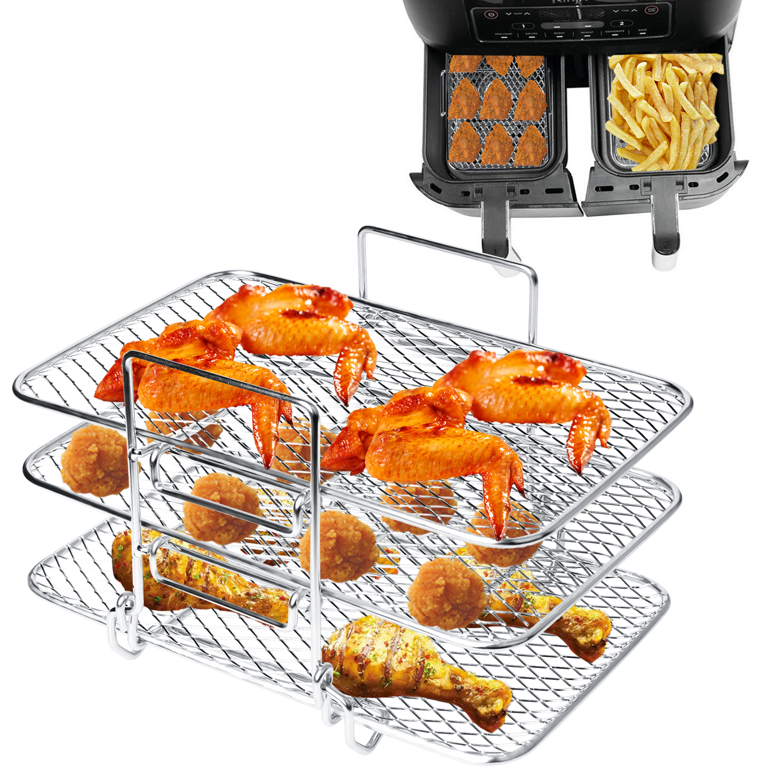 Amazon.com: Air Fryer Rack Compatible with Ninja DZ201 DZ401