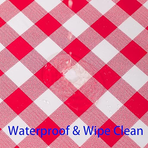 Miniatura 10 de Mantel de vinilo resistente con reverso de franela, mantel de PVC impermeable a prueba de aceite, resistente a las manchas, lavable, rectangular o