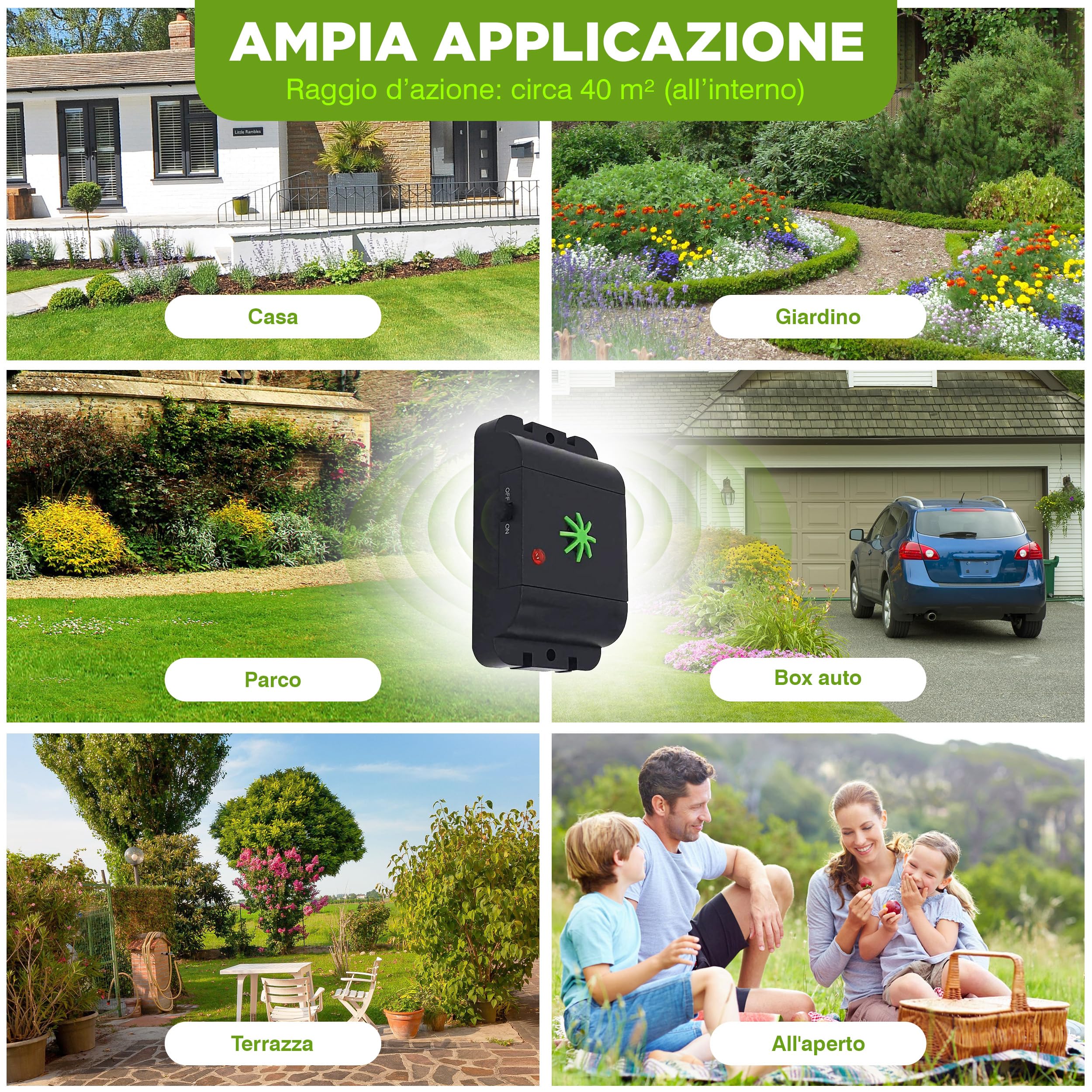 ISOTRONIC repellente animali ultrasuoni gatti cani dissuasore fienile giardino auto garage batteria raggio 40m² 3 pezzi efficace esterno interno protezione difesa mobile impermeabile stop parassiti