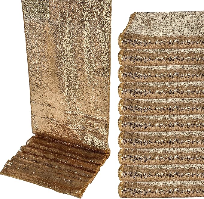 Spec101 Sequence Gold Table Runner Bulk 10pk Set 9ft Gold