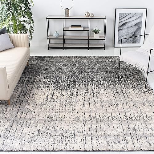 Miniatura 11 de SAFAVIEH Retro Collection - Alfombra decorativa de 4 x 6 pies, azul claro y azul, diseño abstracto moderno, no desprende pelusa y de fácil cuidado,