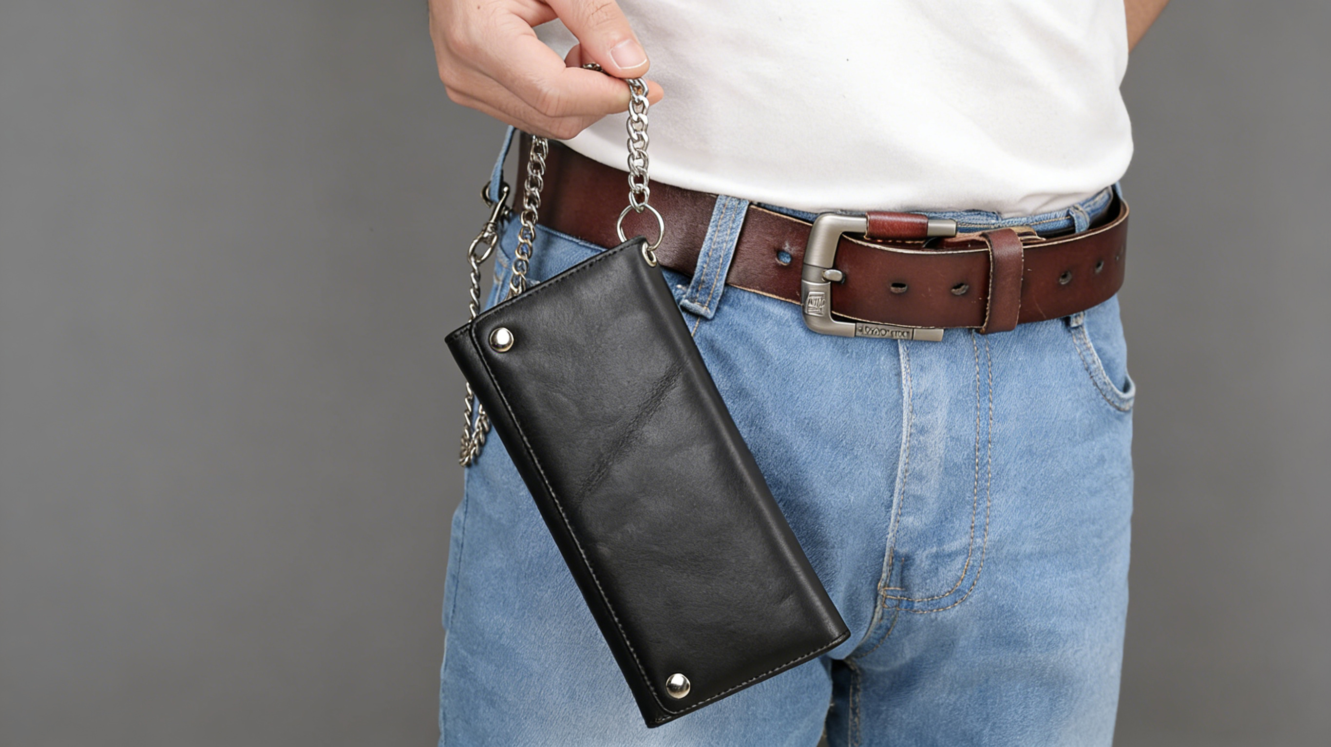 Amazon.com: NIUCUNZH Mens Genuine Leather Chain Wallet: Biker